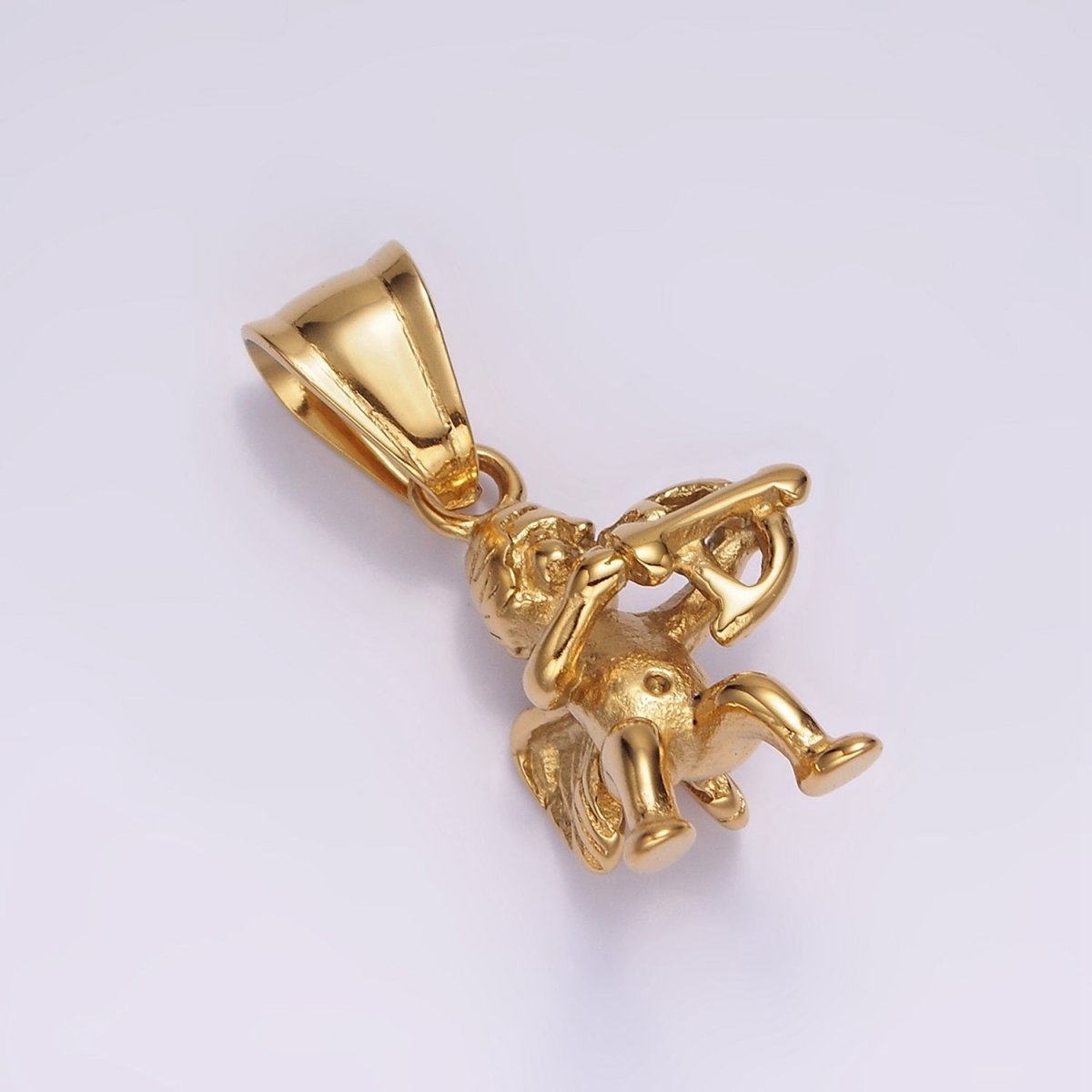 Stainless Steel 30mm Baby Boy Cherub Cupid Arrow Minimalist Pendant | P867