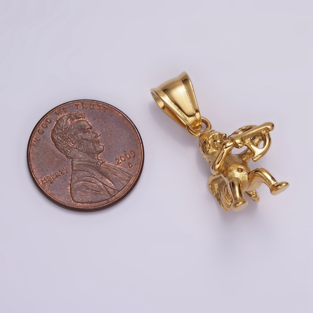 Stainless Steel 30mm Baby Boy Cherub Cupid Arrow Minimalist Pendant | P867