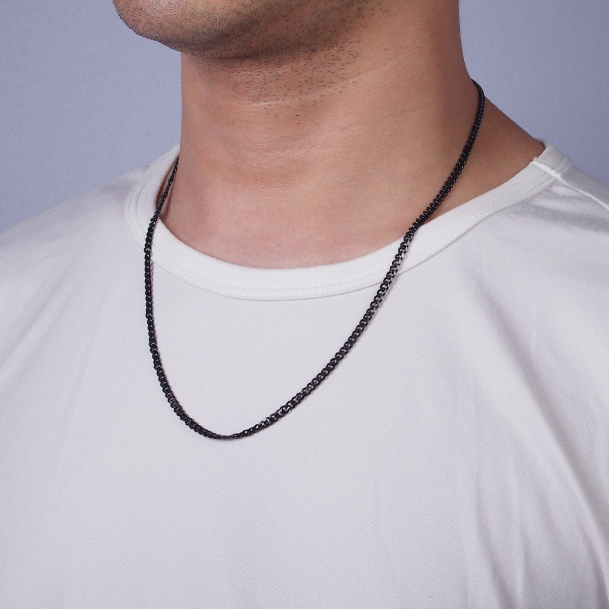 Stainless Steel 3.4 mm Curb Chain | Silver Curb Necklace | Steel Curb Chain | Men's Necklace | Men's Stainless Steel Chain | Tarnish Resistant | WA-2147 to WA-2150 Clearance Pricing