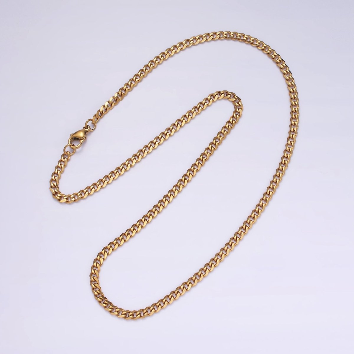 Stainless Steel 3.5mm Concave Curb 18 Inch Layering Chain Necklace | WA-2317 Clearance Pricing