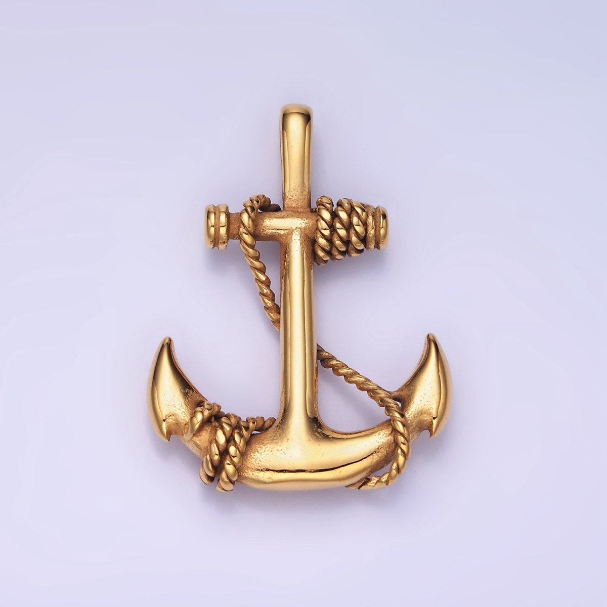 Stainless Steel Nautical Anchor Rope Tied Pendant in Gold & Silver | P1201