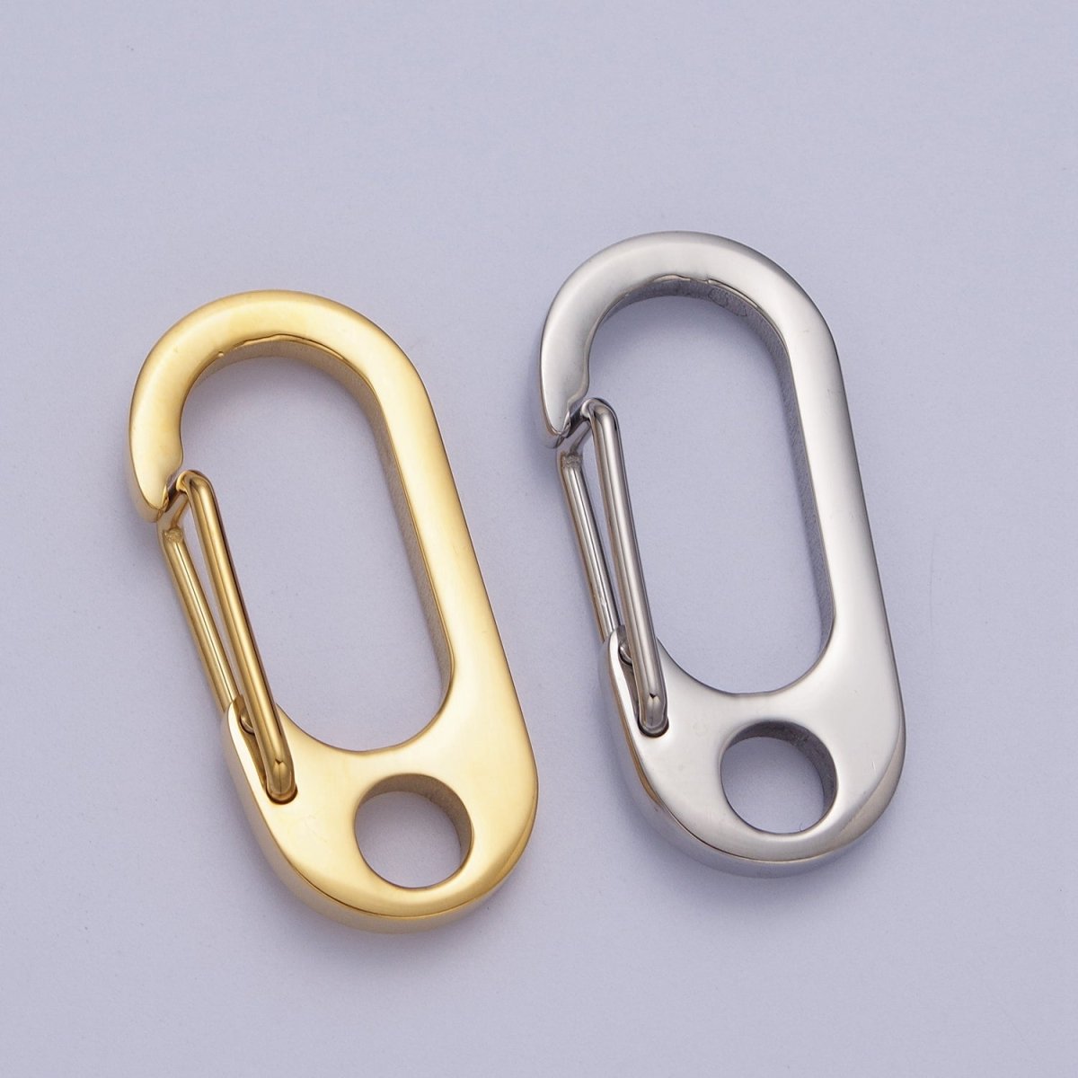 Stainless Steel 36mm, 42mm, 48mm, 53mm Oval Carabiner Clip Jewelry Supply in Gold & Silver | Z-005 ~ Z-012