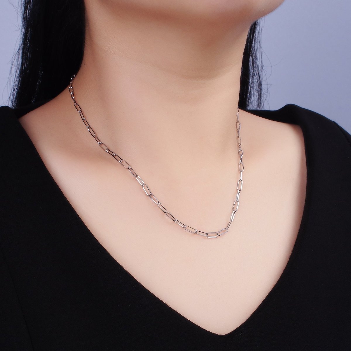 Stainless Steel 3.6mm Paperclip 18 Inch Layering Chain Necklace | WA-2111 Clearance Pricing