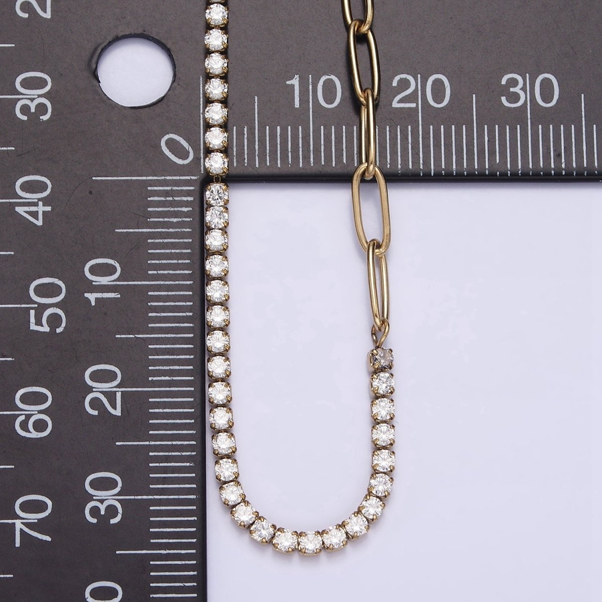Stainless Steel 3mm Half Paperclip Clear Tennis Chain 15.5 Inch Choker Chain Necklace | WA-2046 Clearance Pricing
