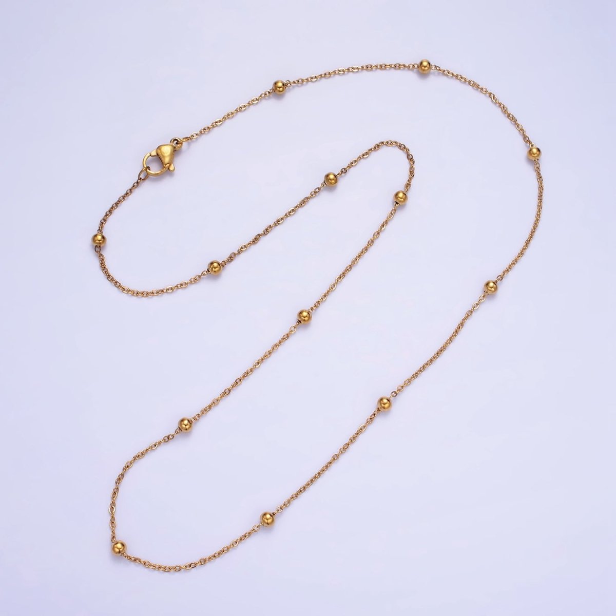 Stainless Steel 3mm Satellite Cable Chain 17.7 Inch Necklace | WA-2459