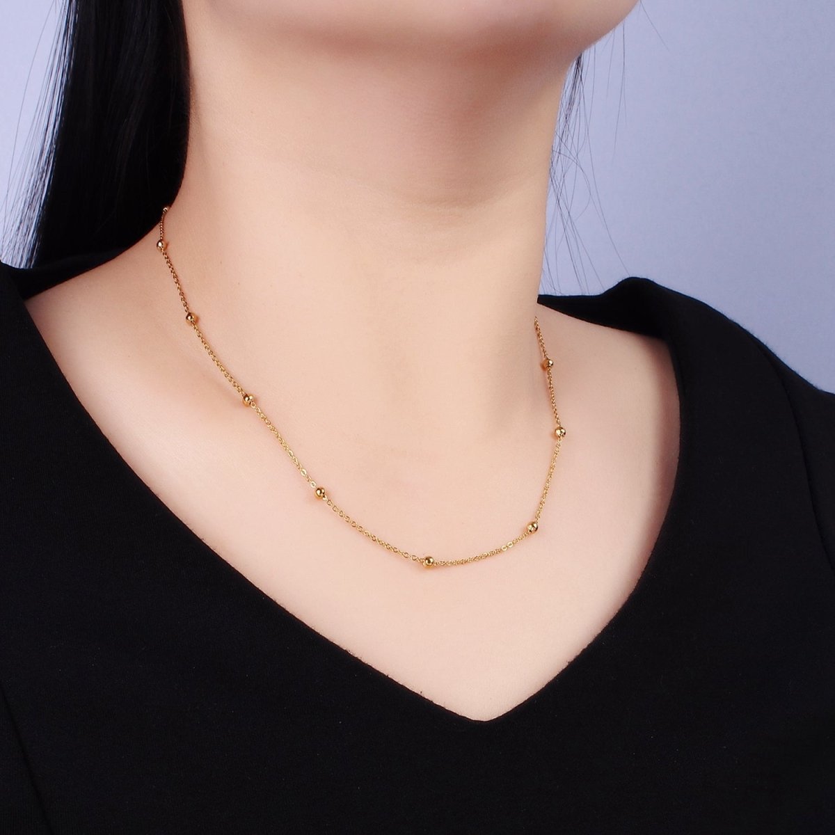 Stainless Steel 3mm Satellite Cable Chain 17.7 Inch Necklace | WA-2459