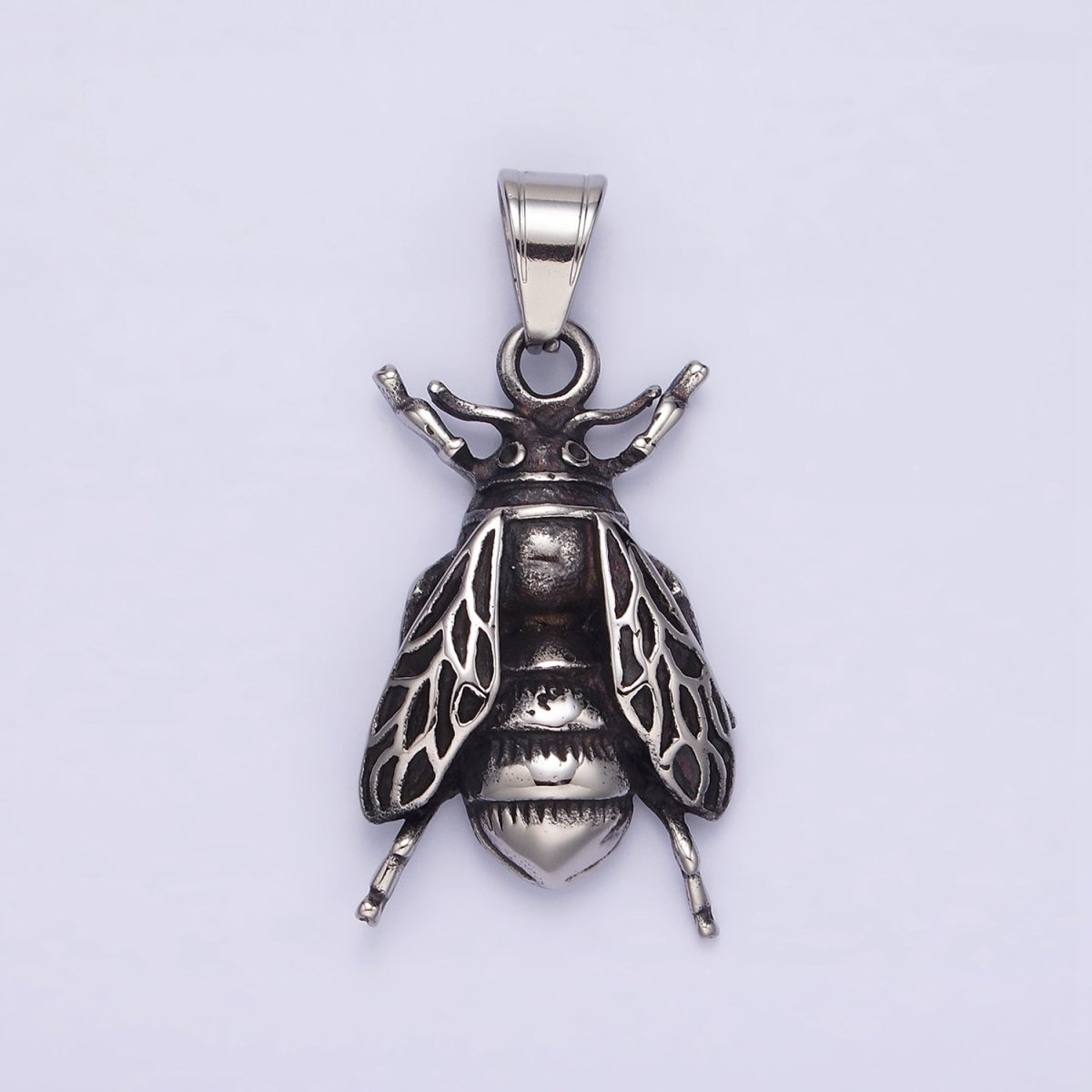 Stainless Steel 42mm Beetle Moth Wings Insect Pendant | P-778