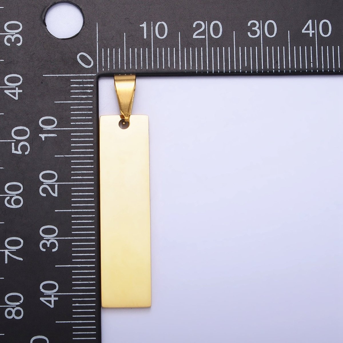 Stainless Steel 42mm Rectangular Tag Personalized Pendant in Gold & Silver | P-1087 P-1088