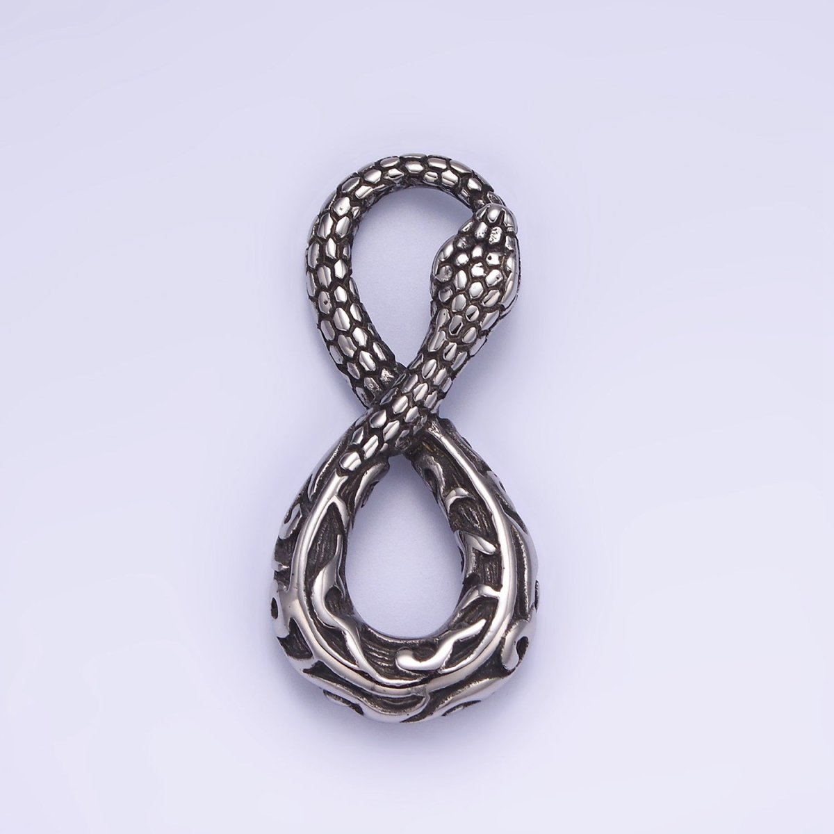 Stainless Steel 43mm Artisan Scaled Snake Serpent Animal Infinity Charm | P946
