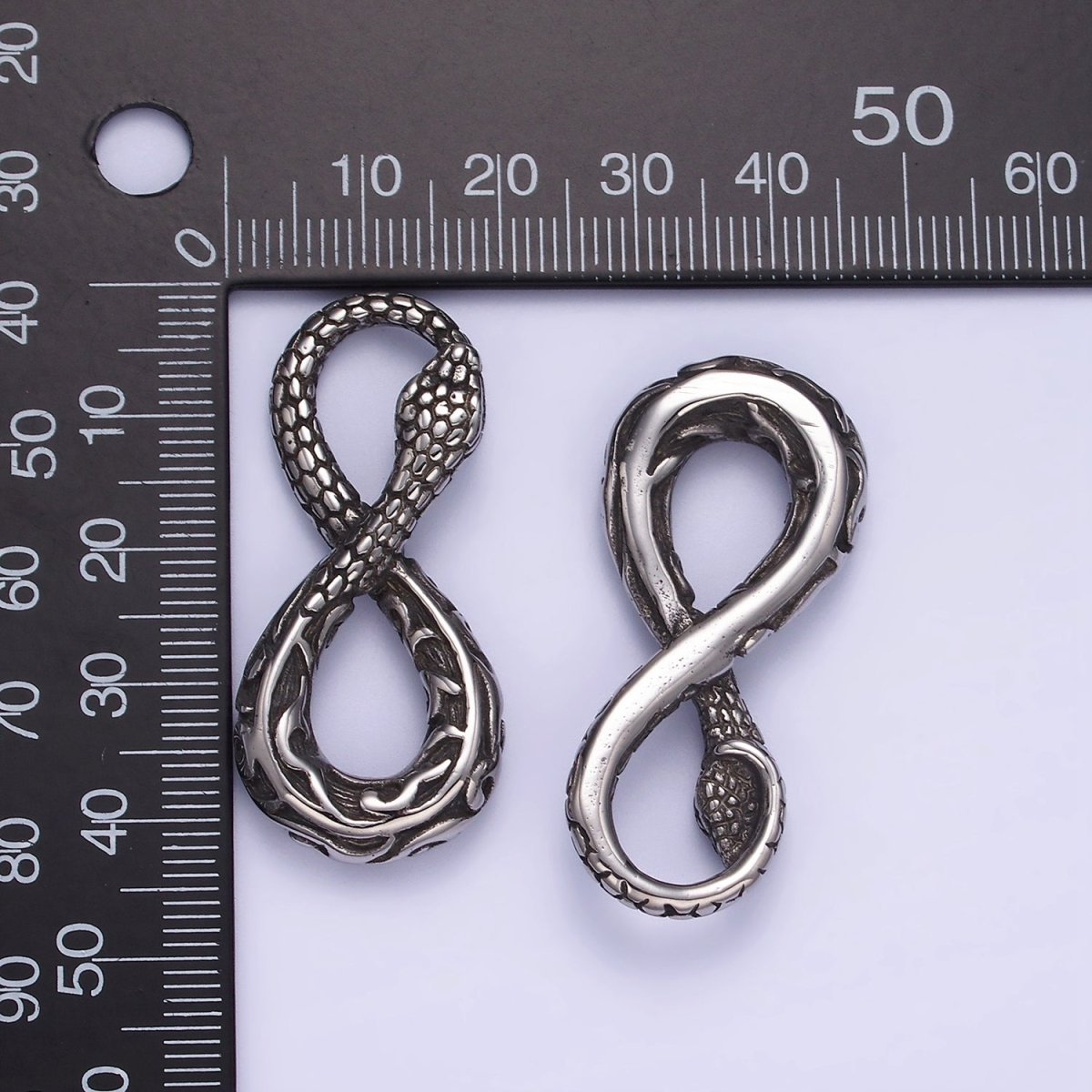 Stainless Steel 43mm Artisan Scaled Snake Serpent Animal Infinity Charm | P946