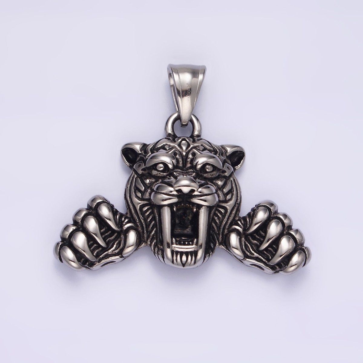 Stainless Steel 44mm Claws Panther Leopard Tiger Animal Pendant | P-828