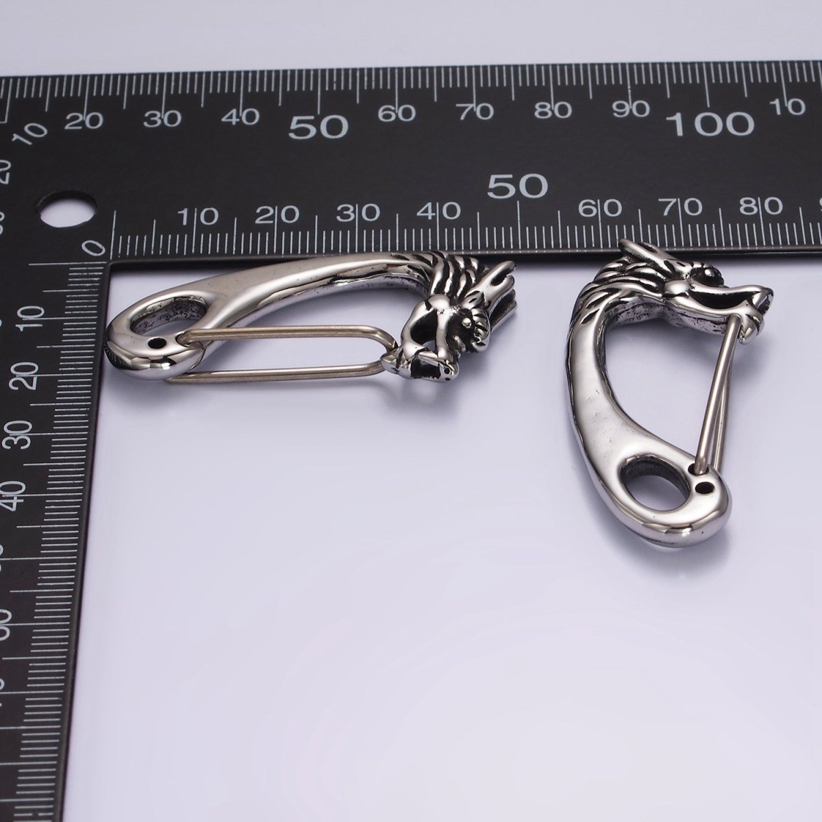 Stainless Steel 45mm Dragon Animal Head Carabiner Snap Hook Finding | Z668