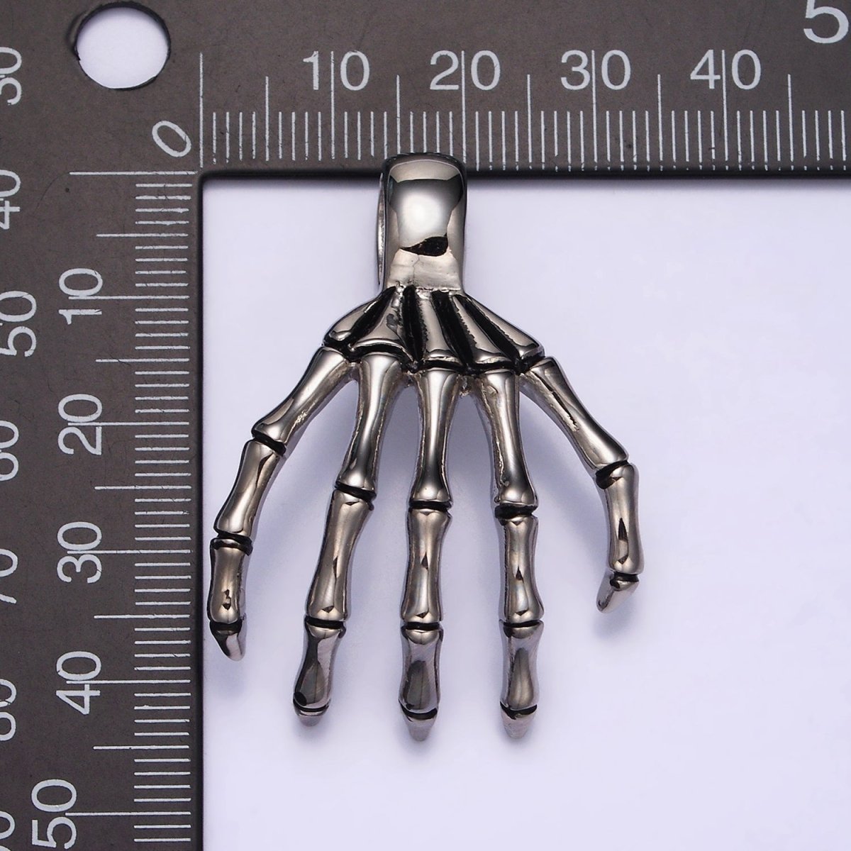Stainless Steel 45mm Long Skeleton Bone Hands Horror Halloween Charm P-552
