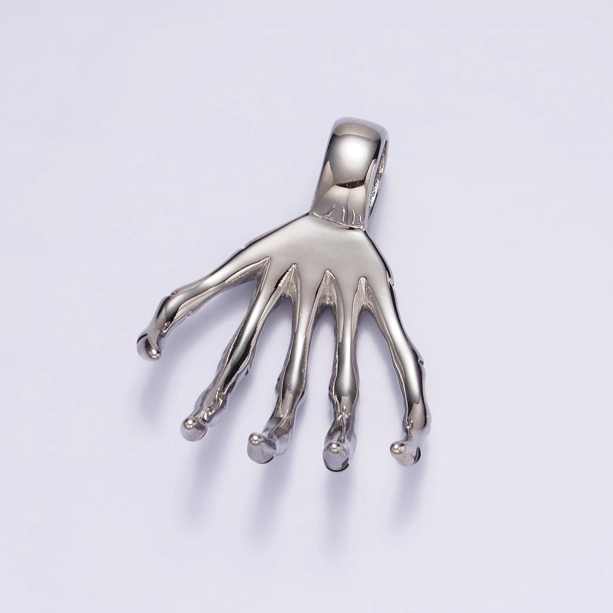 Stainless Steel 45mm Long Skeleton Bone Hands Horror Halloween Charm P-552