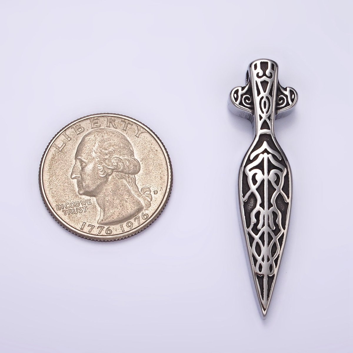 Stainless Steel 47mm Artisan Sword Dagger Knife Weapon Pendant | P1362