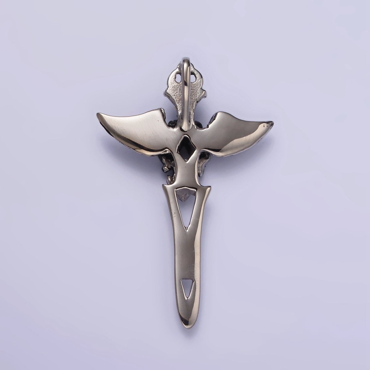 Stainless Steel 47mm Artisan Sword Knife Wings Open Pendant | P-814