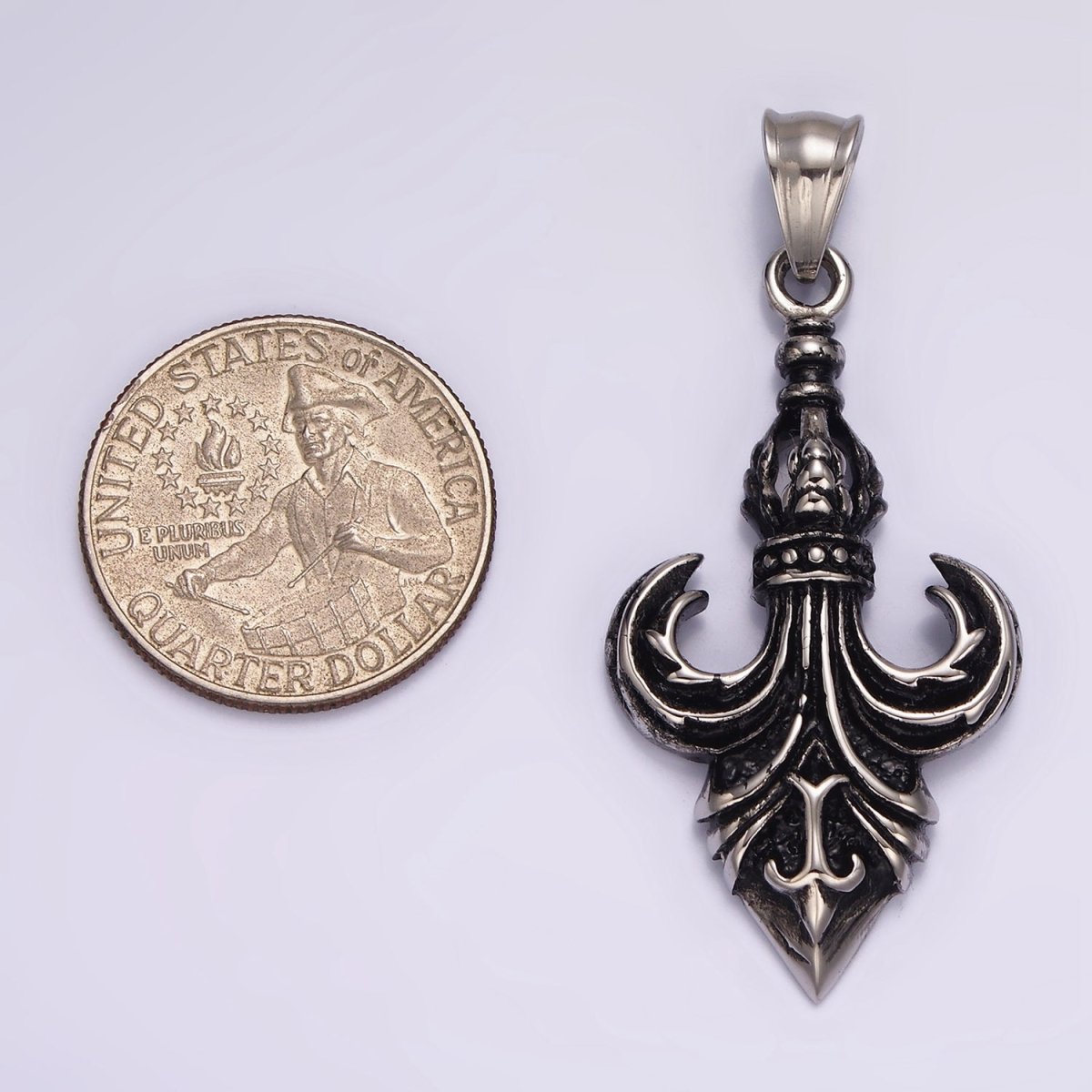 Stainless Steel 50mm Fleur de Lis French Artisan Pendant | P875