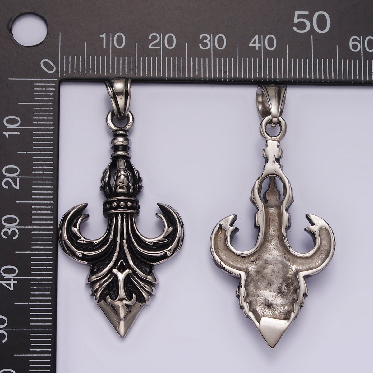 Stainless Steel 50mm Fleur de Lis French Artisan Pendant | P875