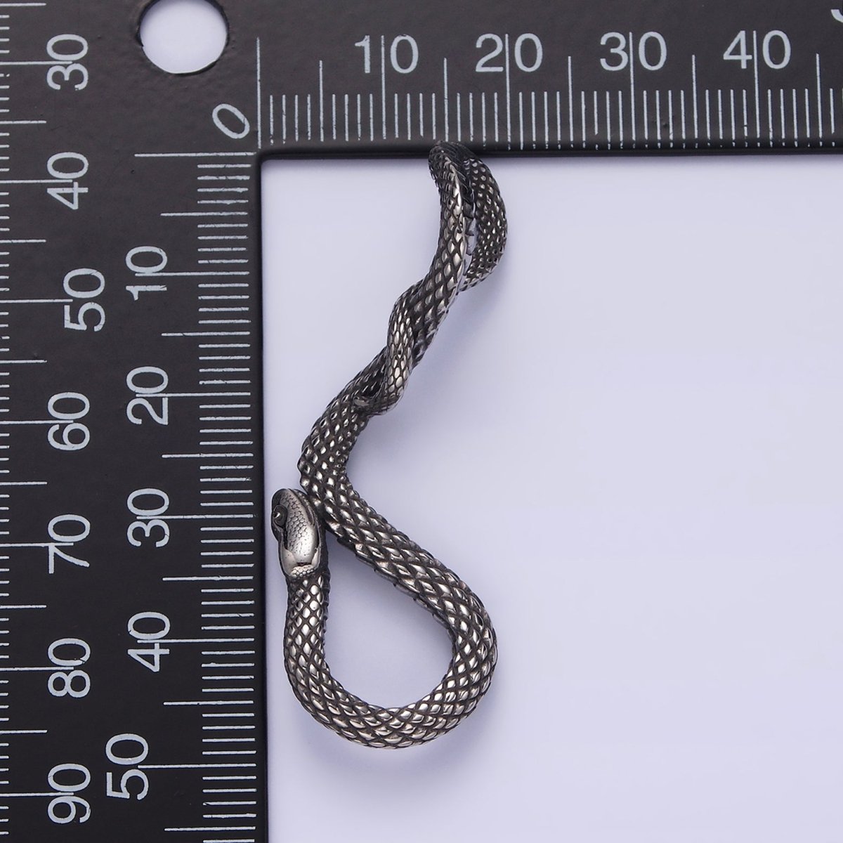 Stainless Steel 50mm Snake Serpent Scale Textured Curved Pendant | P-738