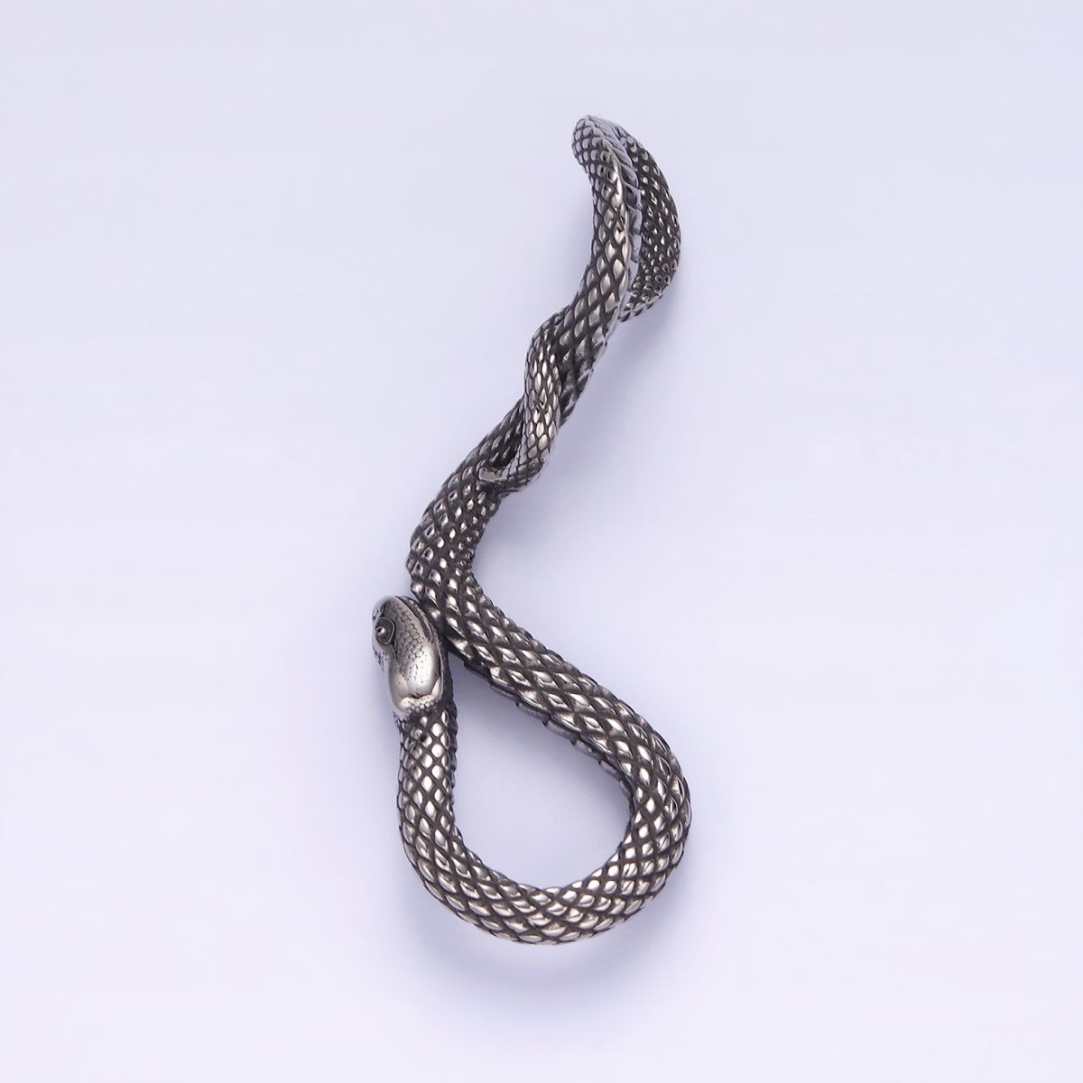 Stainless Steel 50mm Snake Serpent Scale Textured Curved Pendant | P-738