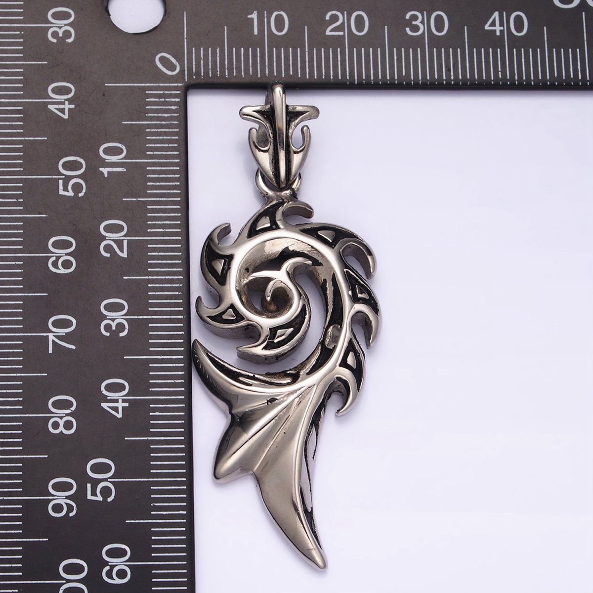Stainless Steel 50mm Spiral Curved Celestial Sun Ray Pendant | O-826