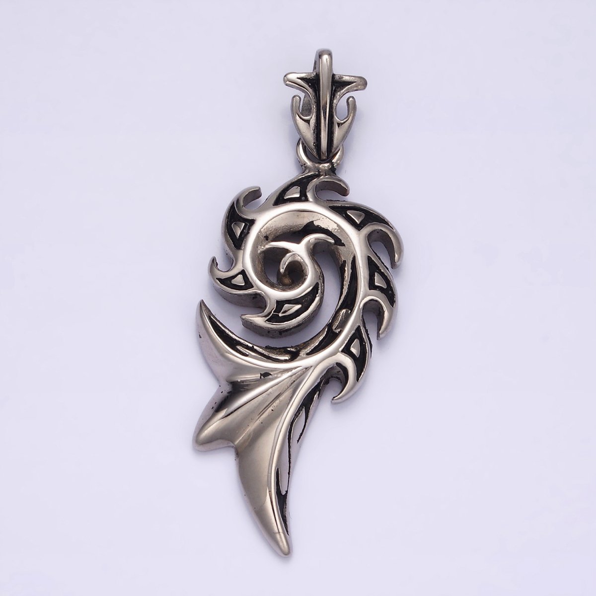 Stainless Steel 50mm Spiral Curved Celestial Sun Ray Pendant | O-826