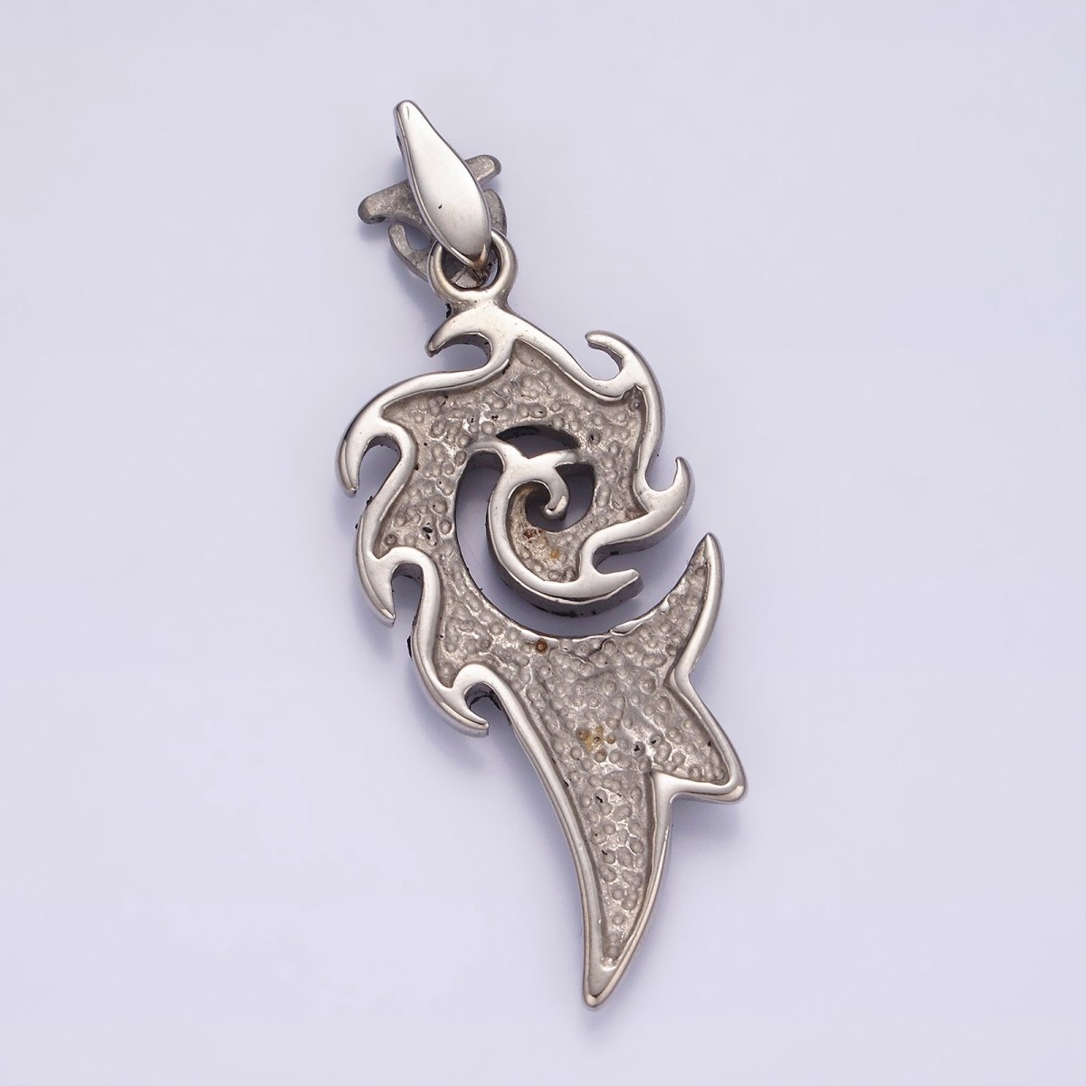 Stainless Steel 50mm Spiral Curved Celestial Sun Ray Pendant | O-826