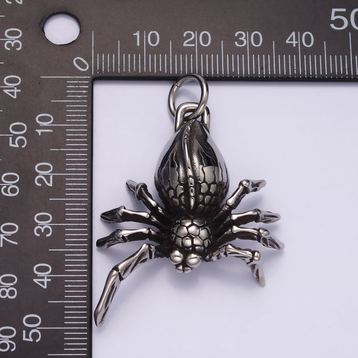 Stainless Steel 50mm Tarantula Spider Crawl Charm Halloween Jewelry P-616