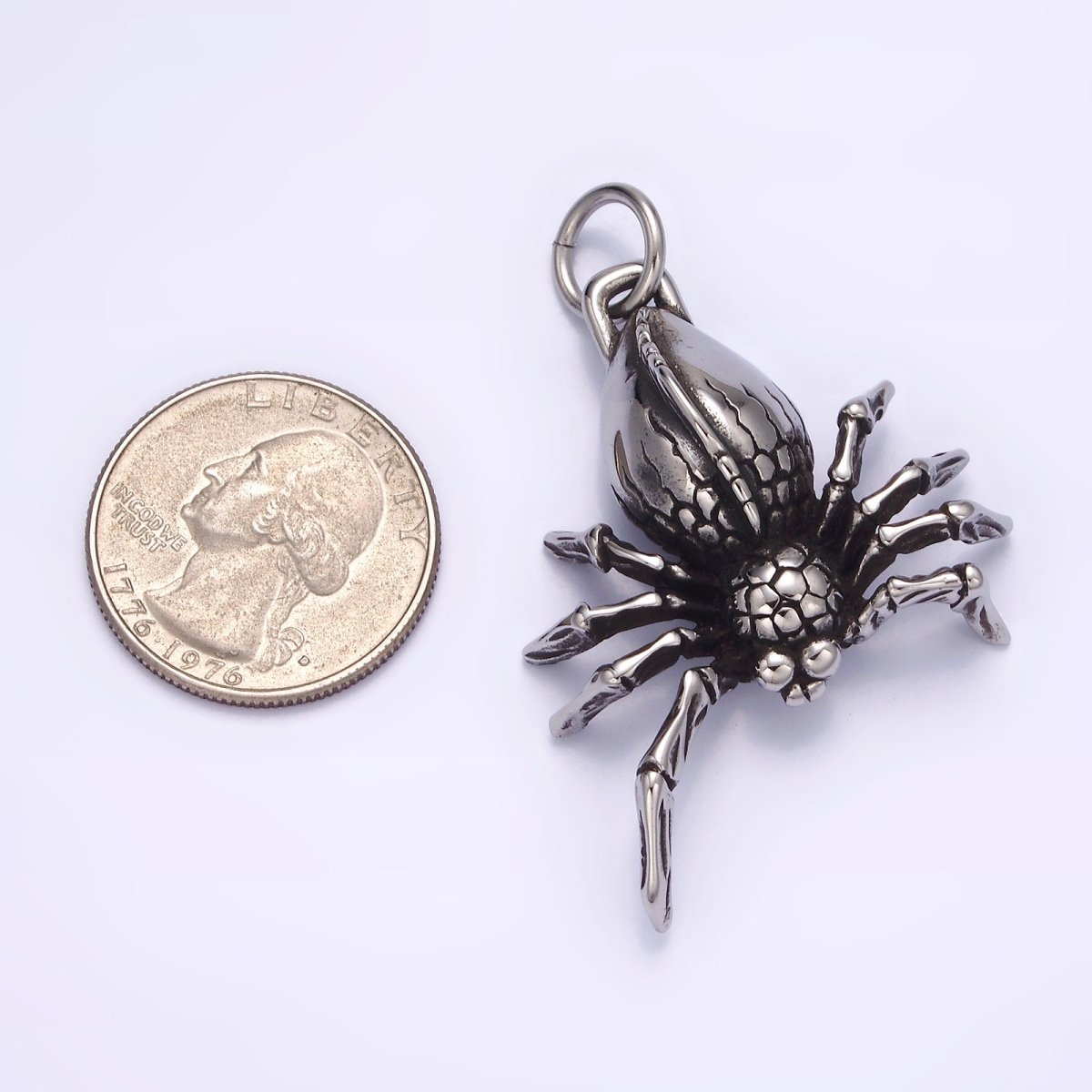 Stainless Steel 50mm Tarantula Spider Crawl Charm Halloween Jewelry P-616