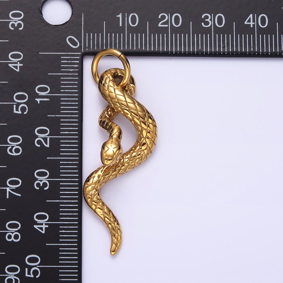 Stainless Steel 50mm Textured Slithering Snake Serpent Pendant | P-750