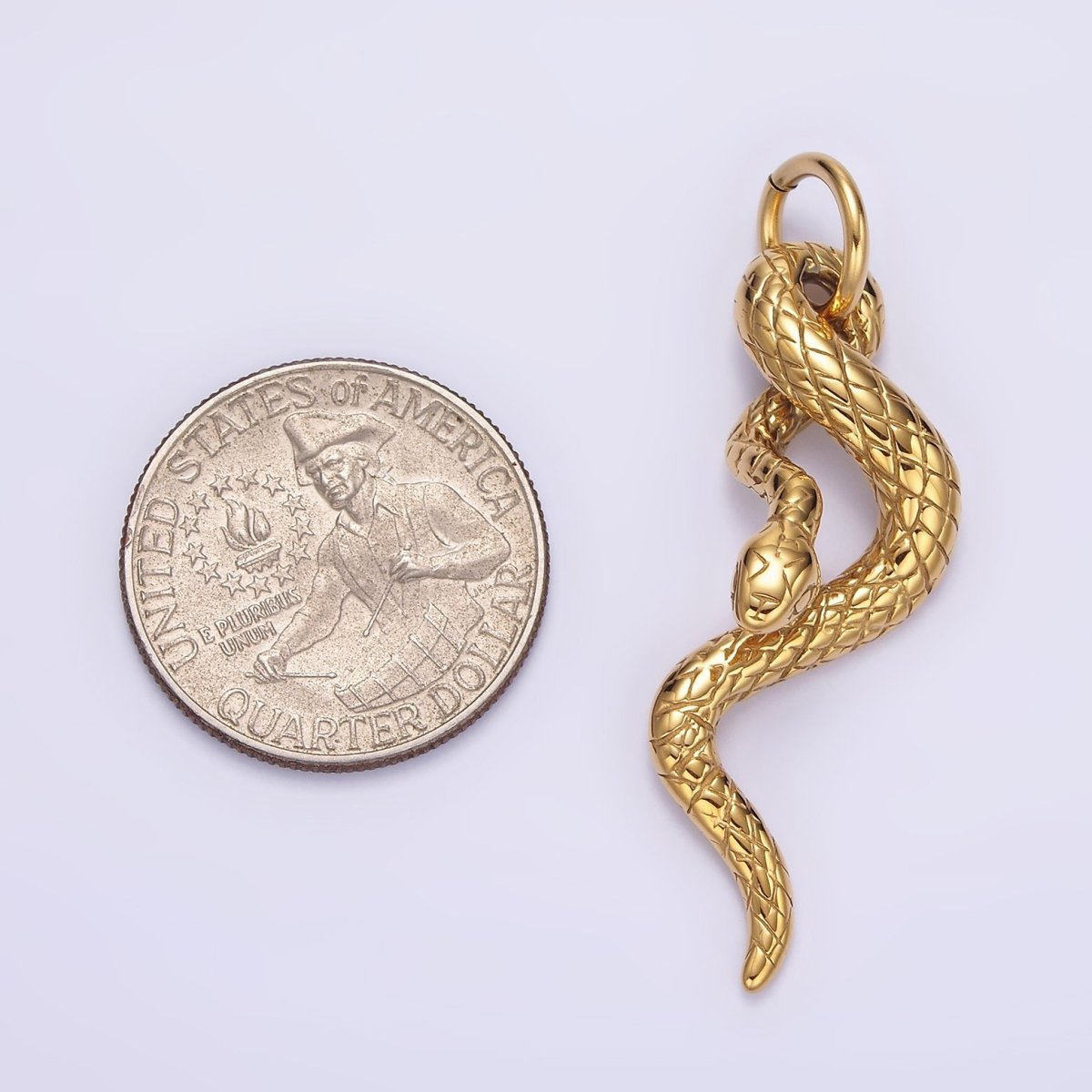 Stainless Steel 50mm Textured Slithering Snake Serpent Pendant | P-750