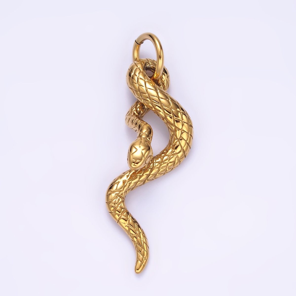 Stainless Steel 50mm Textured Slithering Snake Serpent Pendant | P-750