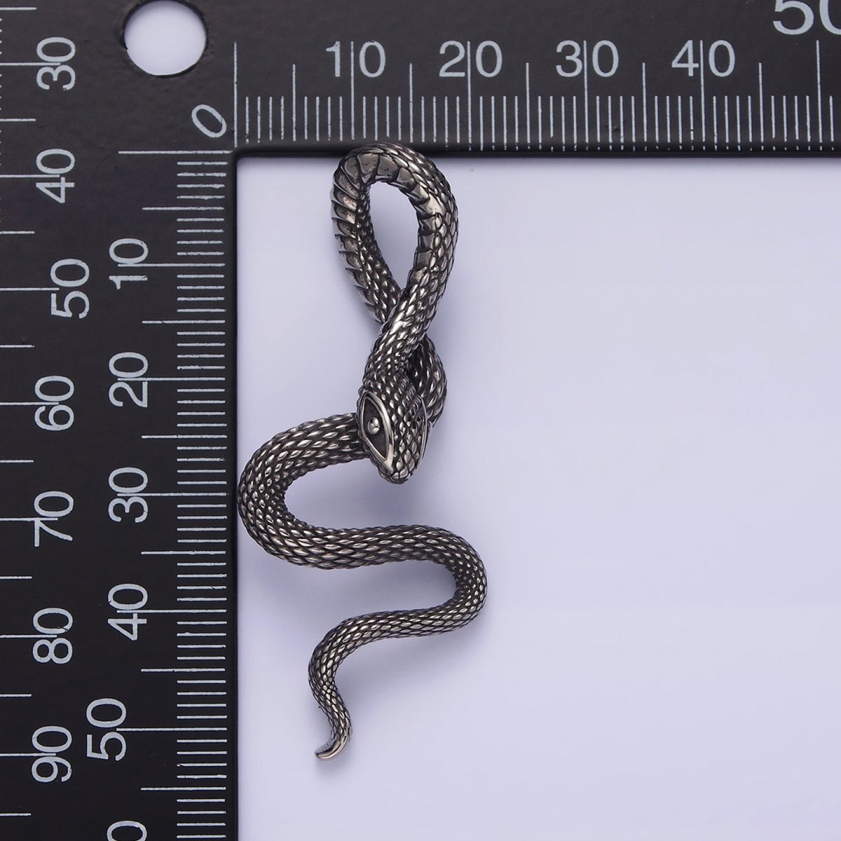 Stainless Steel 53mm Snake Slither Serpent Textured Pendant | P-747