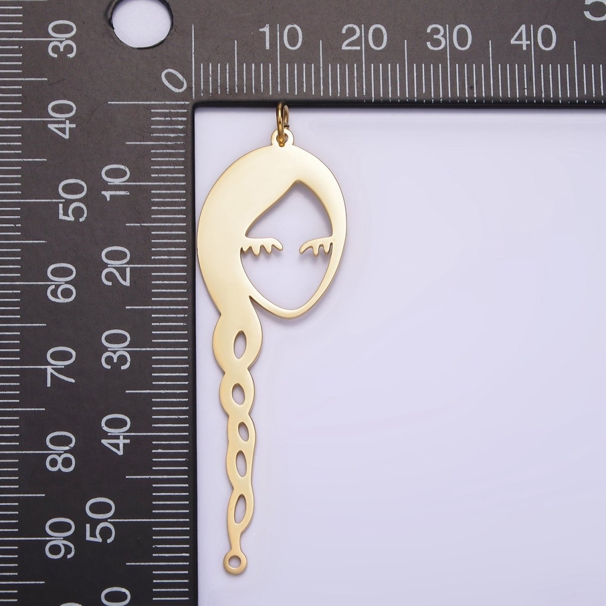 Stainless Steel 55mm Open Braided Hair Girl Portrait Cameo Charm | P1233