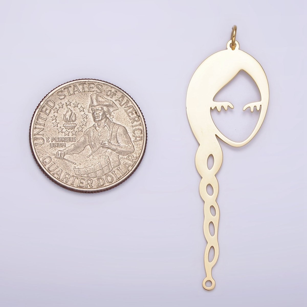 Stainless Steel 55mm Open Braided Hair Girl Portrait Cameo Charm | P1233