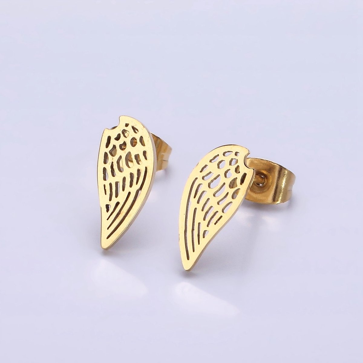 Stainless Steel 5.5mm Open Feather Wings Stud Earrings Set | AE715
