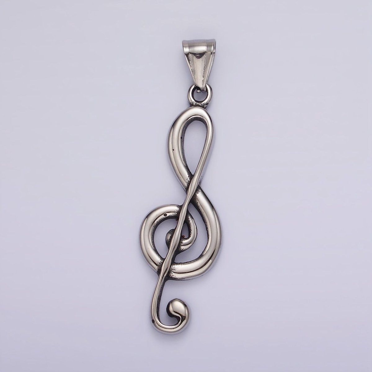 Stainless Steel 57.3mm Silver Treble Clef Music Note Minimalist Pendant | P1192