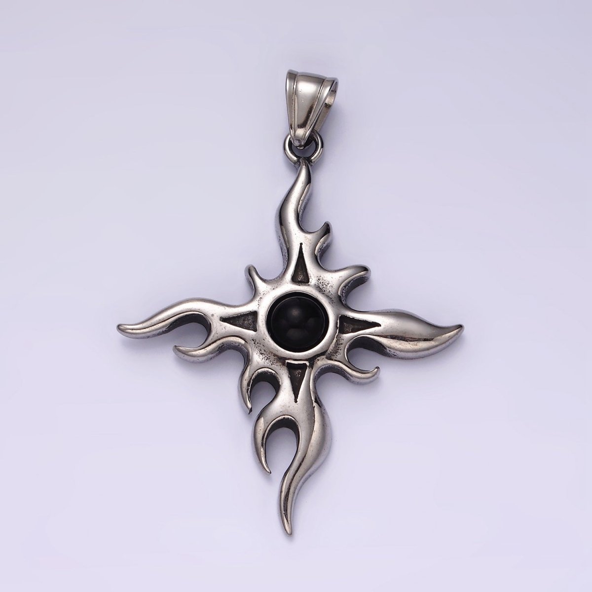 Stainless Steel 60mm Celestial Sun Star Flame Fire Pendant | P1056