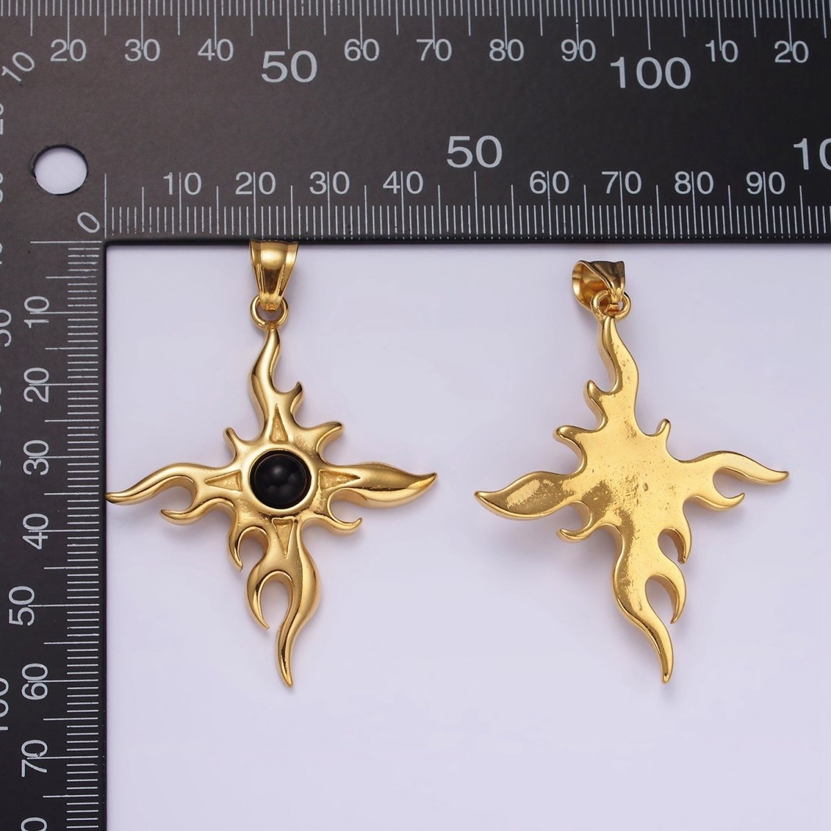 Stainless Steel 60mm Celestial Sun Star Flame Fire Pendant | P1070