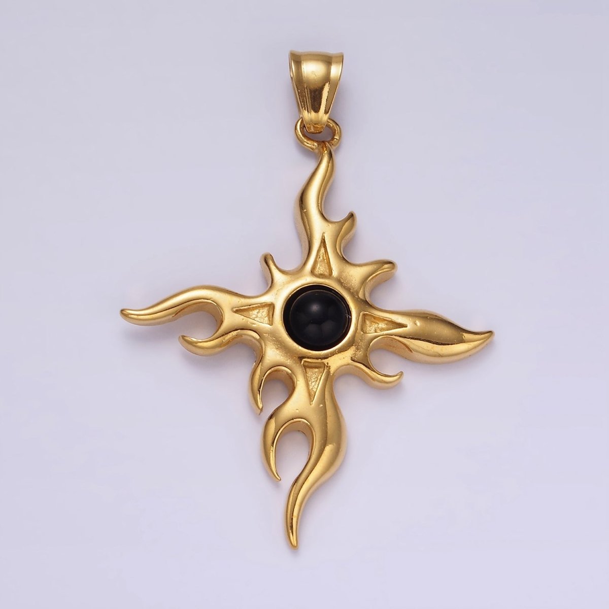 Stainless Steel 60mm Celestial Sun Star Flame Fire Pendant | P1070