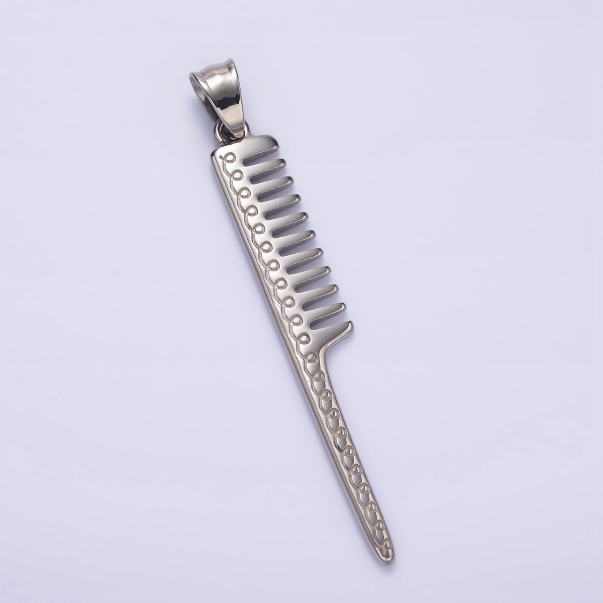 Stainless Steel 64mm Products Double Sided Barber Hair Comb Statement Pendant | P-787