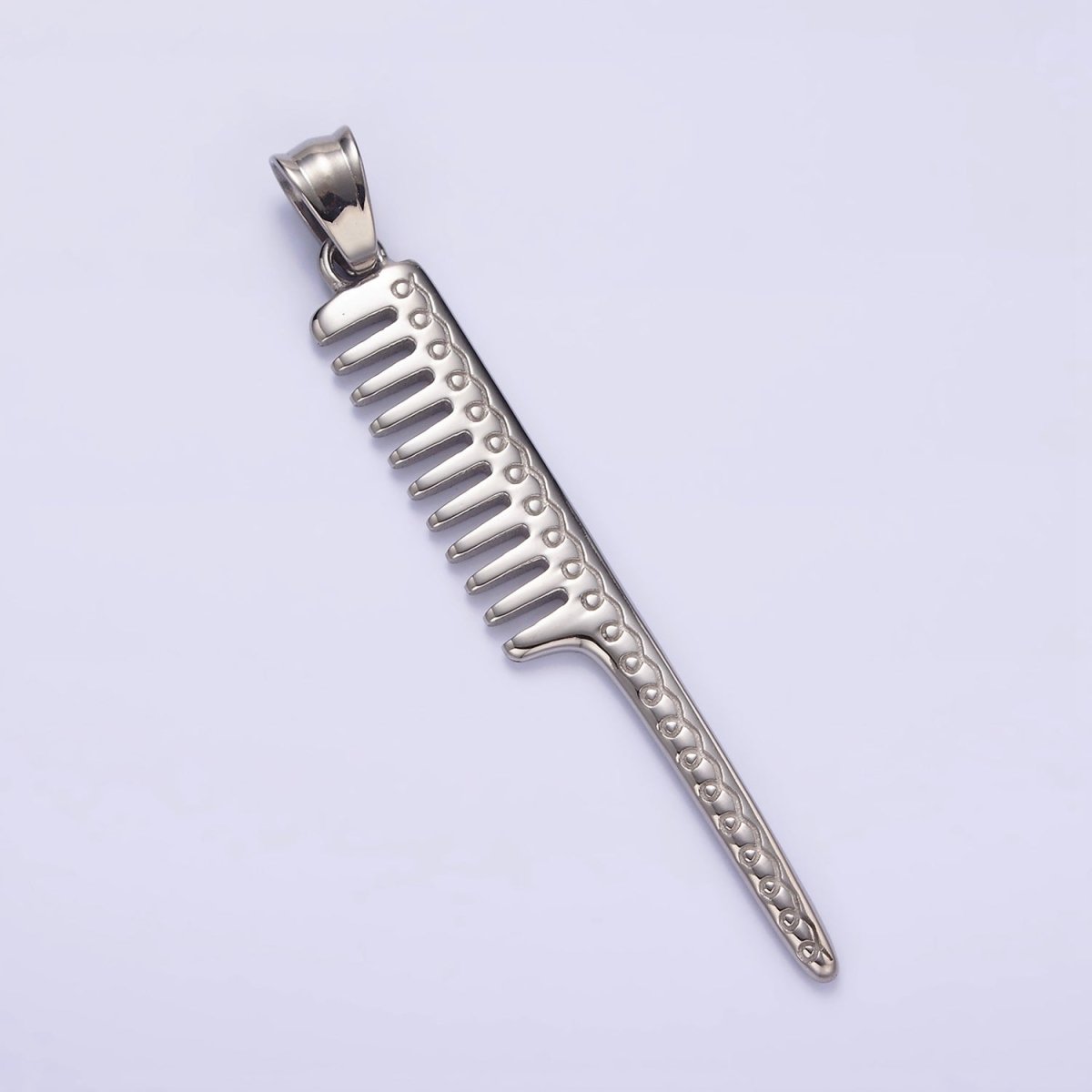 Stainless Steel 64mm Products Double Sided Barber Hair Comb Statement Pendant | P-787