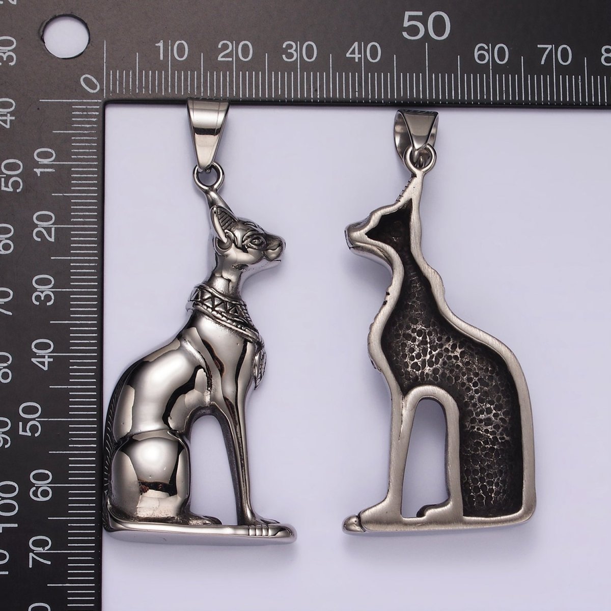 Stainless Steel 67mm Sphynx Cat Pet Animal Minimalist Pendant | P1173