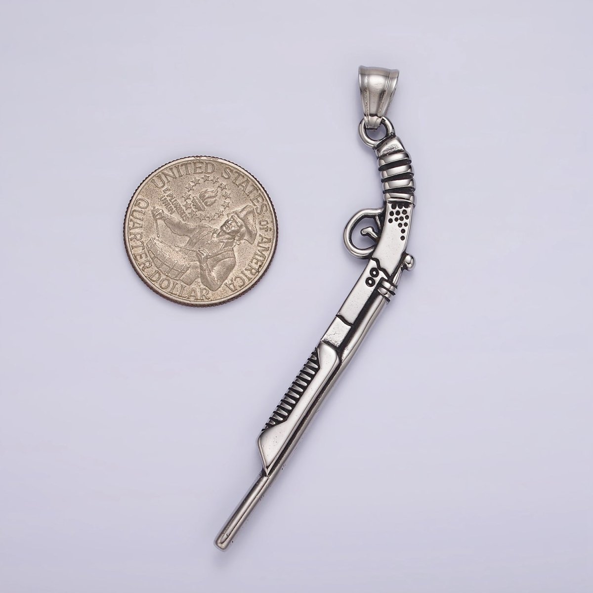 Stainless Steel 80mm Gun Weapon Minimalist Pendant | P1182
