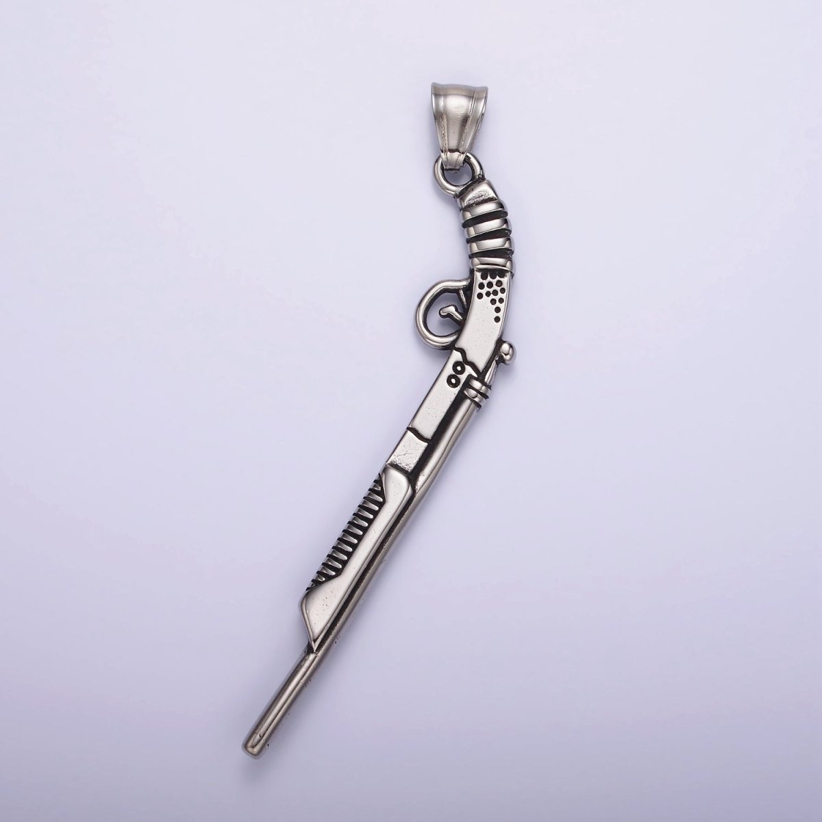 Stainless Steel 80mm Gun Weapon Minimalist Pendant | P1182