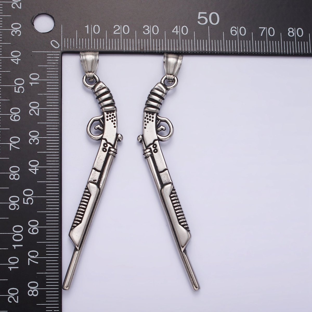 Stainless Steel 80mm Gun Weapon Minimalist Pendant | P1182