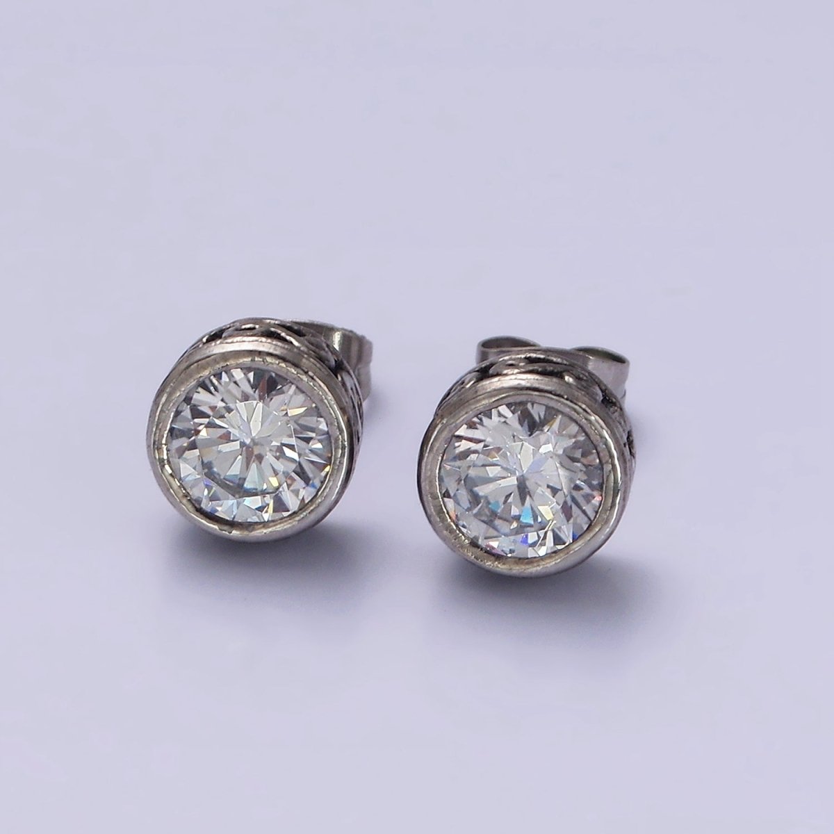 Stainless Steel 8.8mm Round Clear Infinity Stud Earrings | AE691