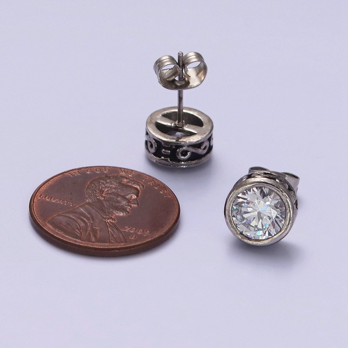 Stainless Steel 8.8mm Round Clear Infinity Stud Earrings | AE691