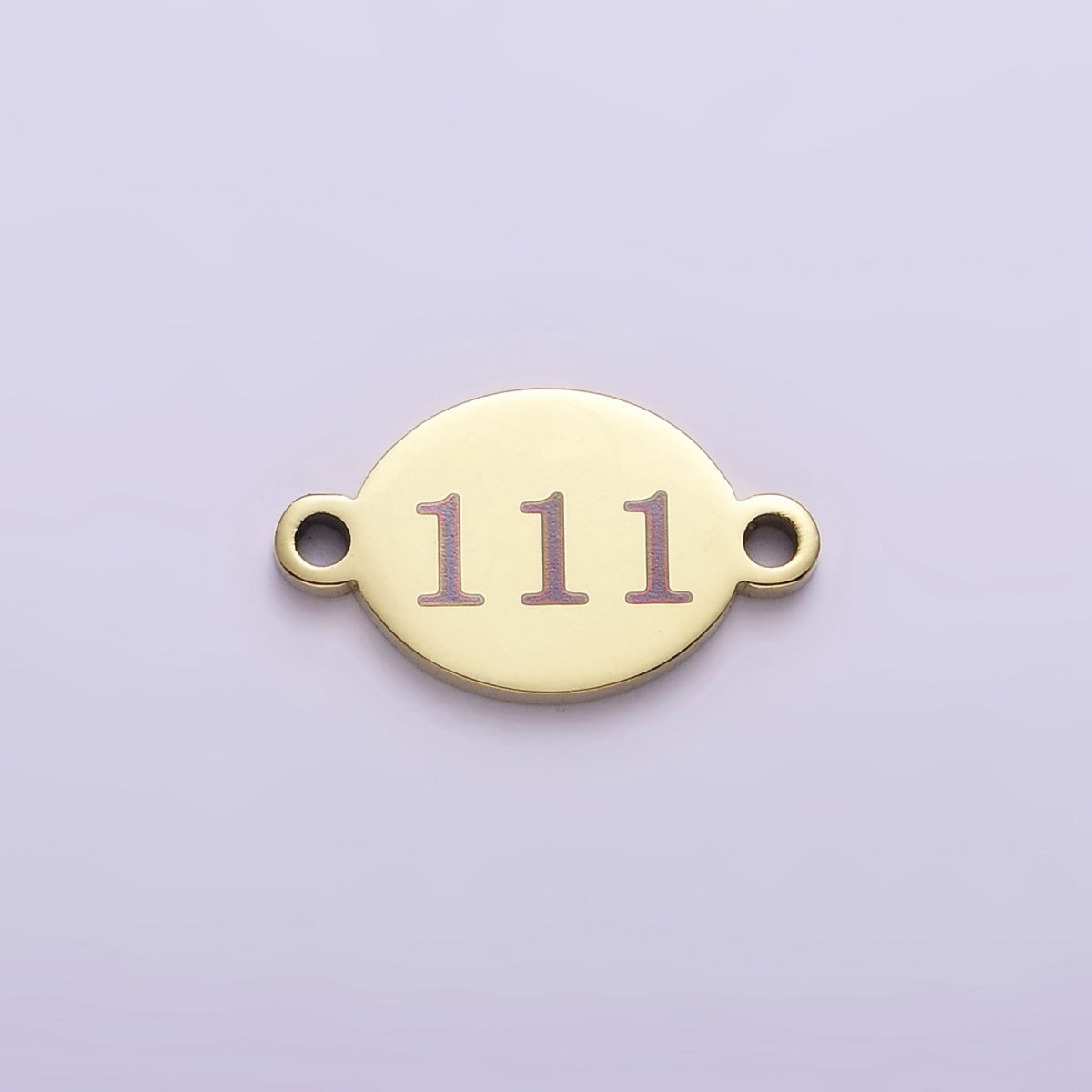 Stainless Steel 8mm Angel Number Numerology Engraved Oval Gold Connector G-672~G-681