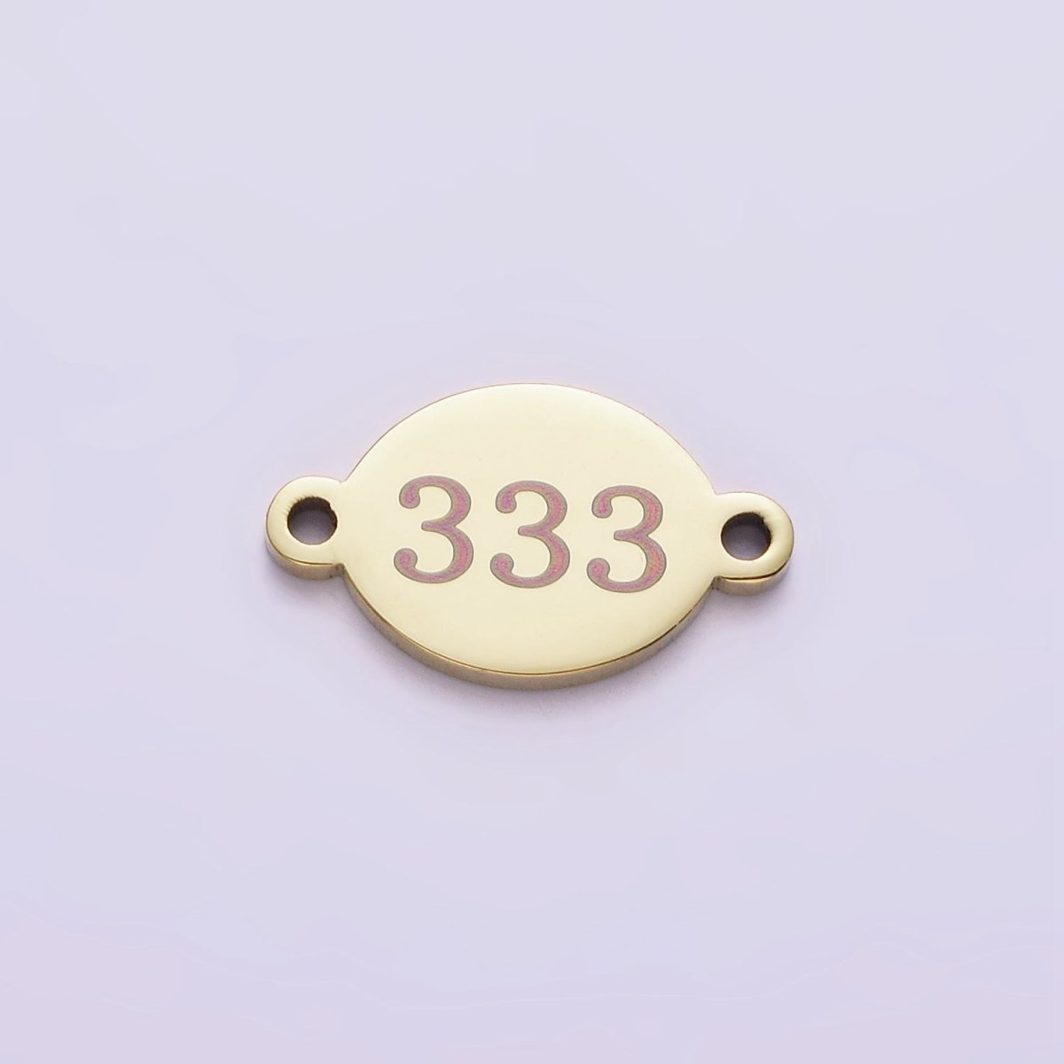Stainless Steel 8mm Angel Number Numerology Engraved Oval Gold Connector G-672~G-681